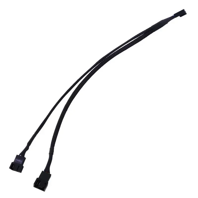 

3/4 Pin PMW to Dual Fan Y Splitter Power Adapter, Black Sleeved Extension, Cooler Extension, Motherboard Splitter