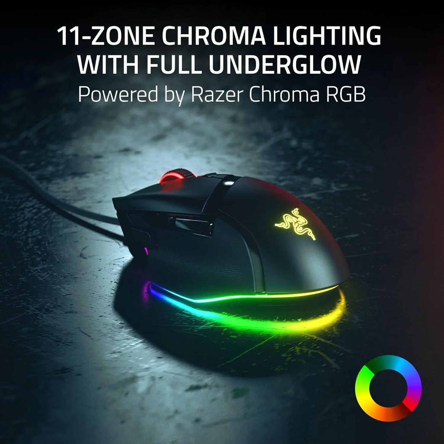 ماوس ألعاب RGB الأصلي Razer Basilisk V3 35K مريح قابل للتخصيص بالكامل - 13 تحكمًا قابل للتخصيص - عجلة إمالة HyperScroll