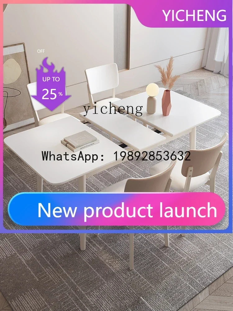 

1 Retractable Stone Plate Dining Table Pure White New Folding Oak Rectangular