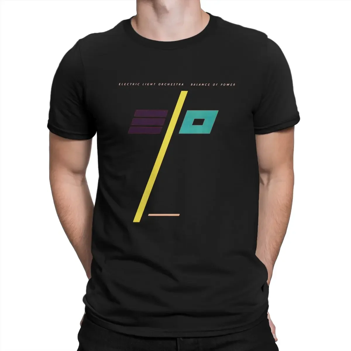 Balance Of Power Music T Shirts for Men Pure Cotton Vintage T-Shirt O Neck E-Electric Light Orchestra Band Tees Short Sleeve