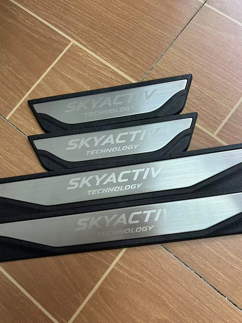 ل Mazda2 مازدا 2 MAZDA3 CX-5 CX-3 CX-30 CX-4 عتبة باب السيارة لوحة بالية دواسة عتبة حامي الكسوة المضادة للانزلاق اكسسوارات #2