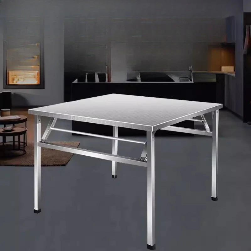 

Stainless steel folding table household dining table night market barbecue hot pot