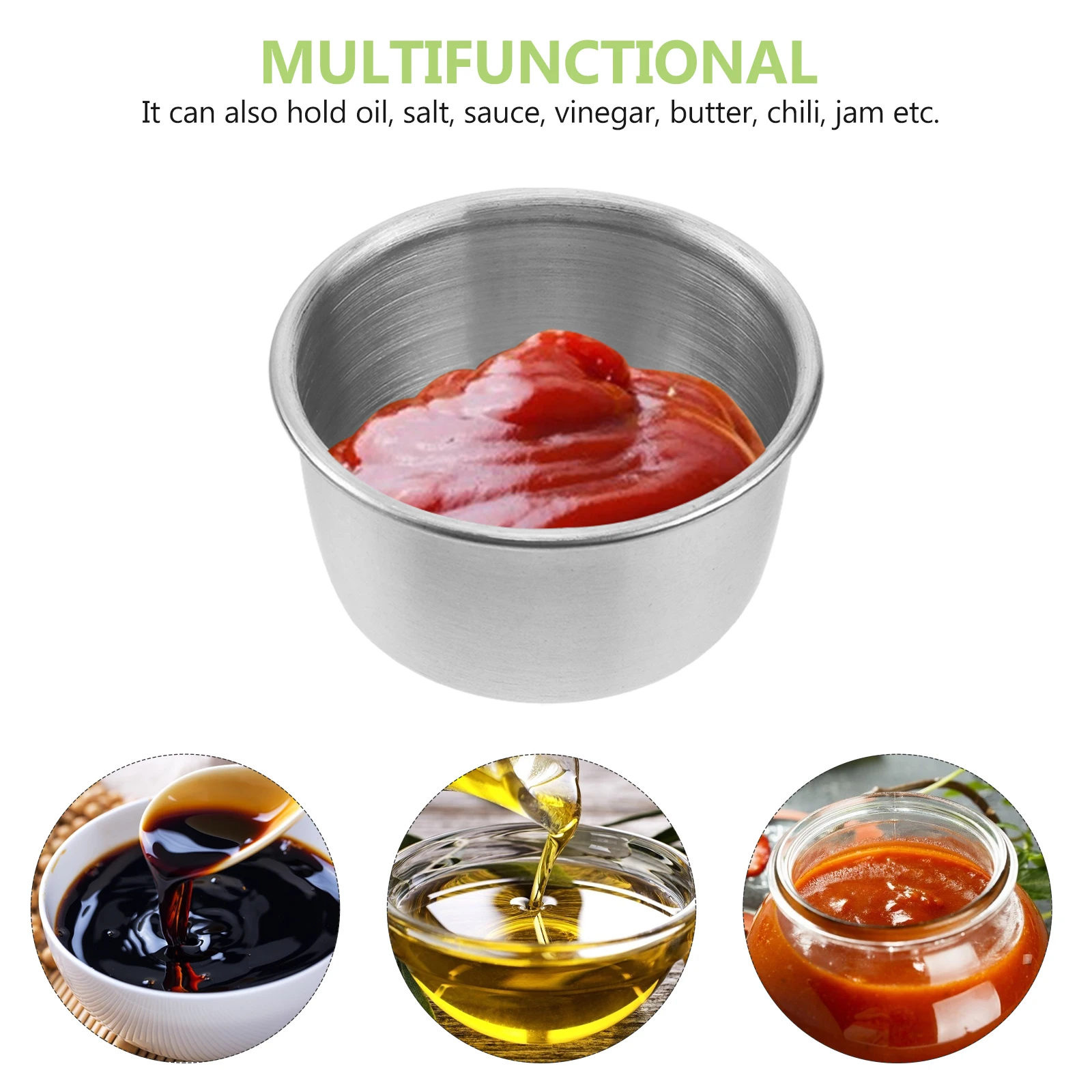 

9 pcs Stainless Steel Sauce Cups Food Bowls Dipping Pots Flavor Dishes for Kitchen Restaurant Home Catering Service