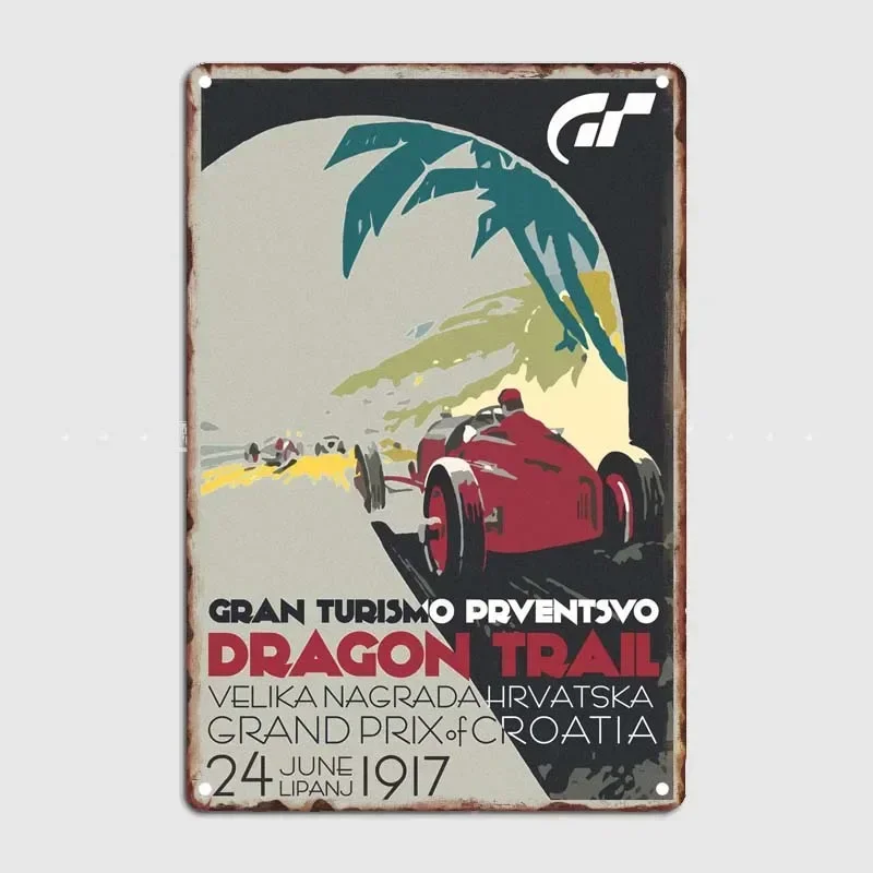 Gran Turismo Dragon Trail Grand Prix Croatia 1917 Metal Wall Art Mural Vintage Vintage Home Decor Items Metal Tin Signs Poster