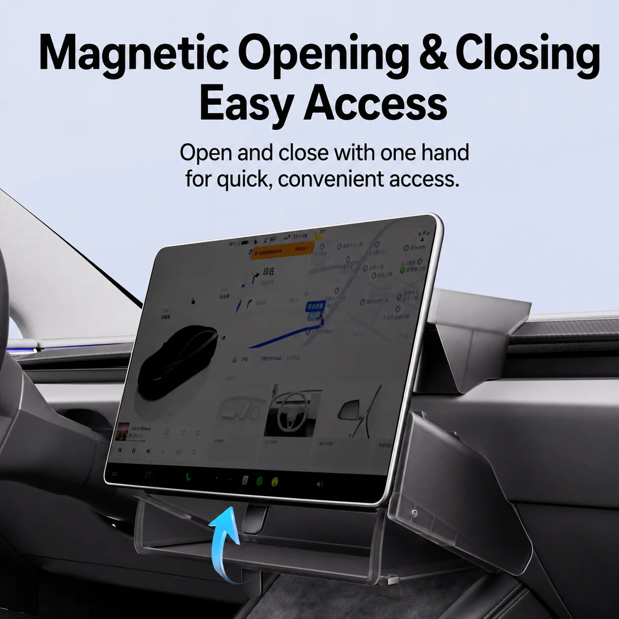 For New Tesla Highland Model 3 Y Standard Juniper Tray Magnetic Under Screen Fold Storage Box ETC Screen Storage Box Accessories view 2