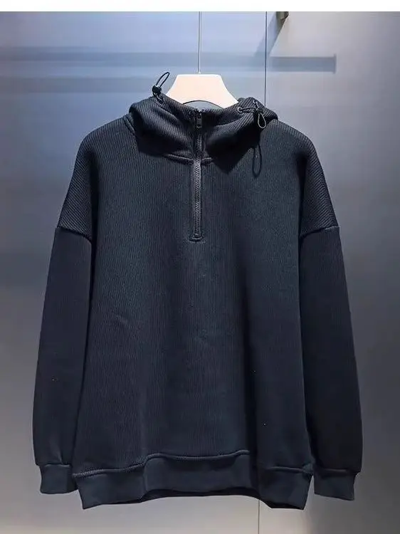 

Functional Sle Hoodie Men's Spring Autumn Casual Loose Fit Long Sve Zipper Closure High Street Faion Top