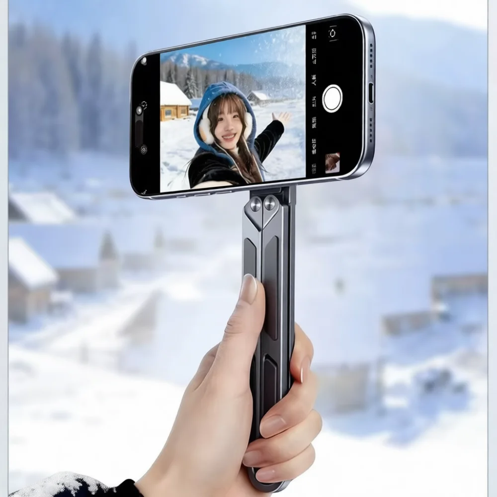 Aluminum Alloy Magnetic Mount Stand For Tablet Phone Foldable Desktop Tripod Holder Portable Anti Shake Desk Support Docking