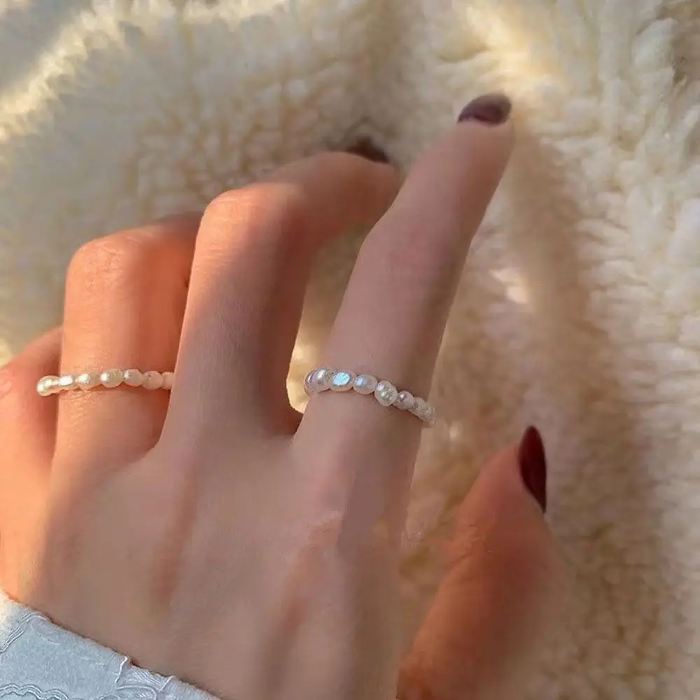 

Minimalist For Women Vintage Natural pearl Continuous Circle Thumb Ring Jewelry Finger Ring Fashion Accessories Party Jewelry