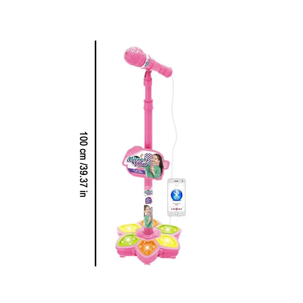 ميكروفون كاريوكي للأطفال قابل للتعديل مزود بتقنية البلوتوث متصل بأضواء ملونة بارتفاع 100 سم لعبة موسيقية هدية للأطفال #4