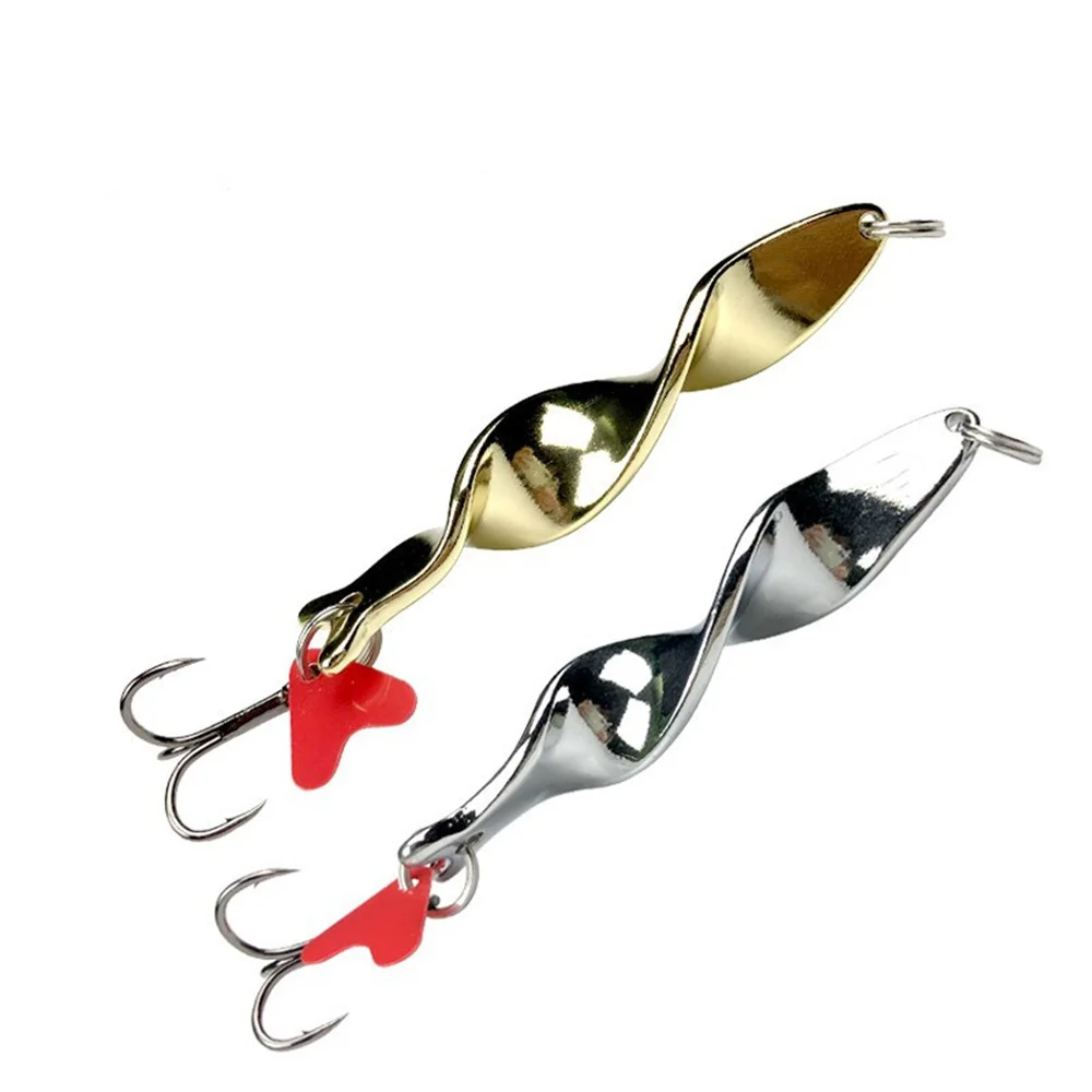 1Pcs Metal Rotating Gold Silver 10g 14g 21g 28g Spinner Spoon Fishing Lures Jigs Trout Hard Baits Treble Hook Fishing Tackle