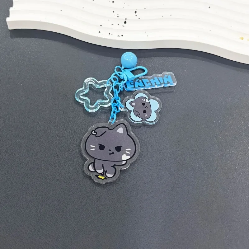 Q Version ENHYPENED Cartoon Fan Merch Acrylic Keychain Double-Side HD Print Lightweight Bag Custom Character Support Key Gift view 5