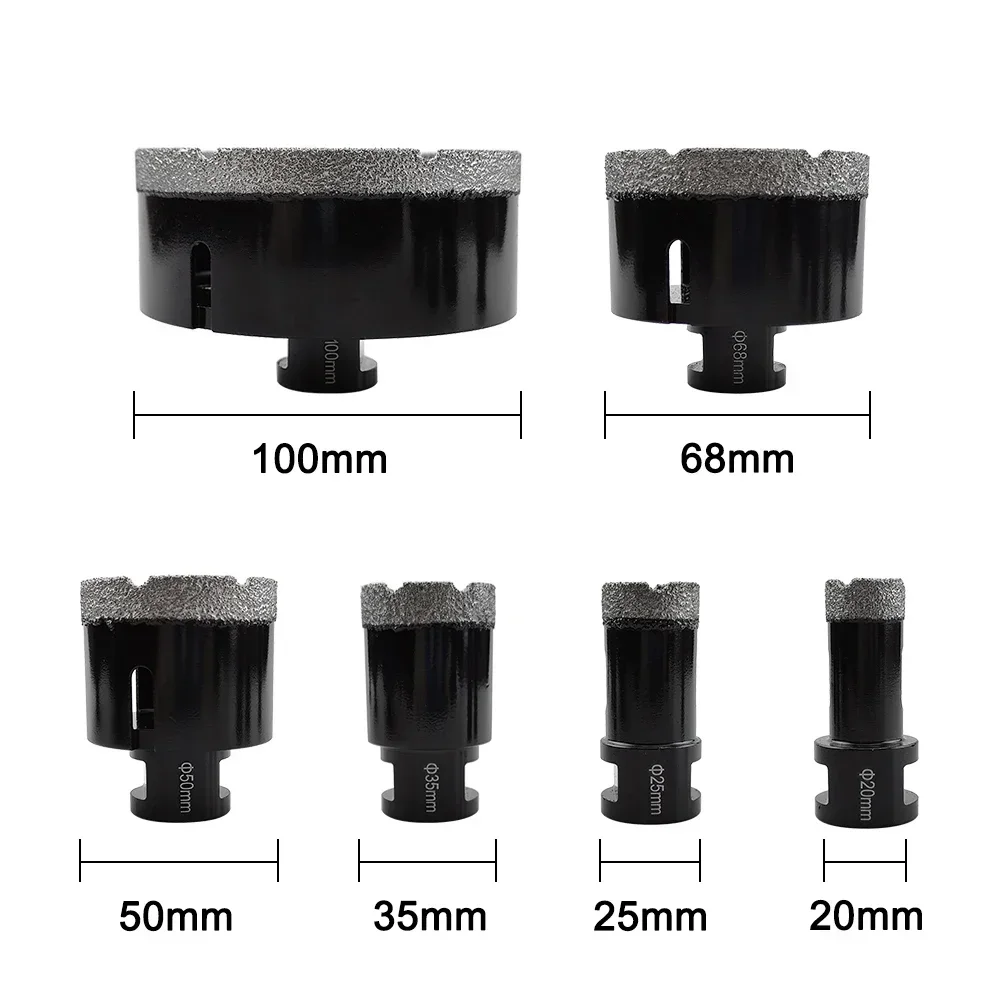 6 Pcs M14 Thread Diamond Dry Drill Bit Vacuum Brazed Drilling Core Bits Set Porcelain Tiles Crowns Granite Marble Hole Saw Tools