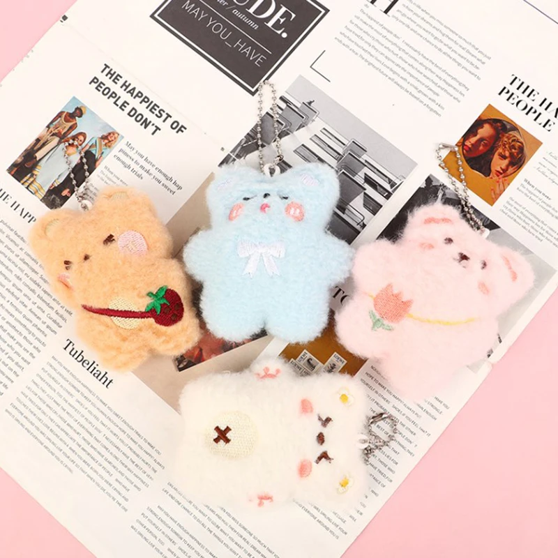 Cute Little Bear Plush Doll Pendant Bag Pendant Stuffed Soft Cartoon Keychain Decoration Creative Key Ring Birthday Gift