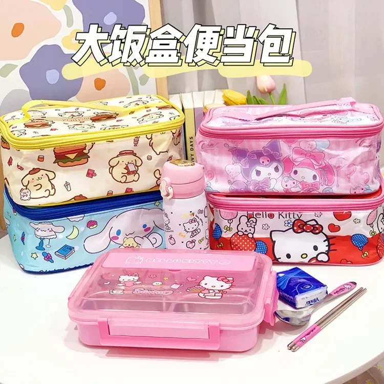 New Sanrio Kawaii Anime Cartoon series HelloKitty My melody Creative cute girl lunch box bag portable lunch box bag holiday gift