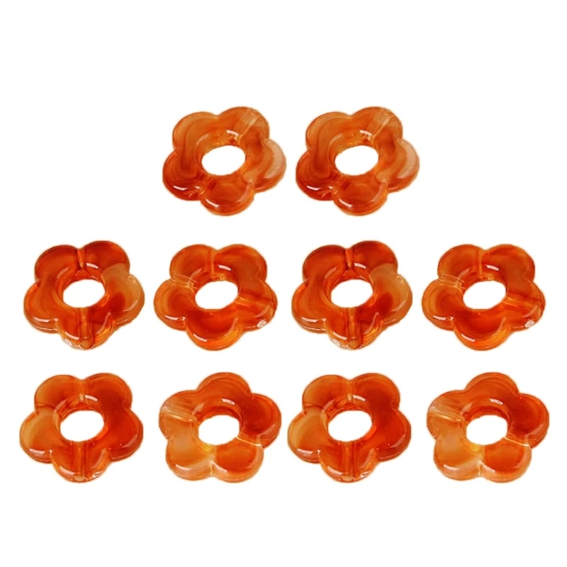 10pcs Dyed Hollow Flower Bead Charm Ornament Resin Pendants Easy Use Dropsale