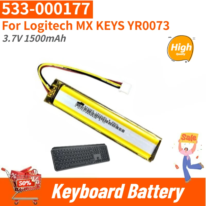 

533-000177 High Quality Keyboard Battery 3.7V 1500mAh for Logitech MX KEYS,YR0073 Brand New Replacement Battery