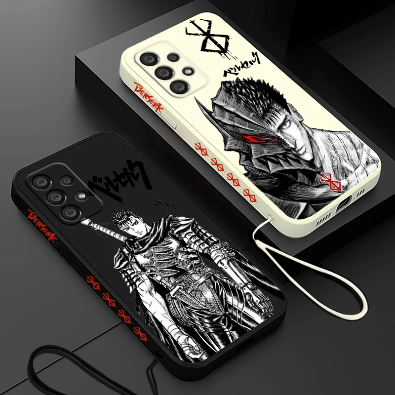 เคสโทรศัพท์ลาย Anime Berserk guts สำหรับซัมซุง, เคส A53 A55 A33 A52 A51 A71 A21S A35 A25 5G สายเชือกซ้ายเหลว