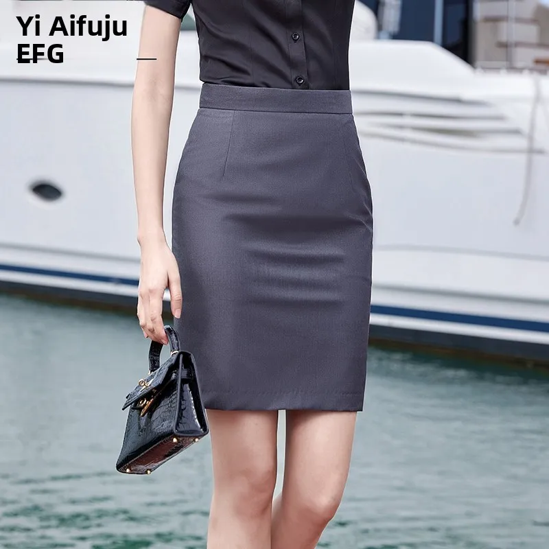Gray Professional Half-length Skirt Women's Summer 2026 New Real Estate Suit Short Skirt Workwear High Waist Bodycon Skirt