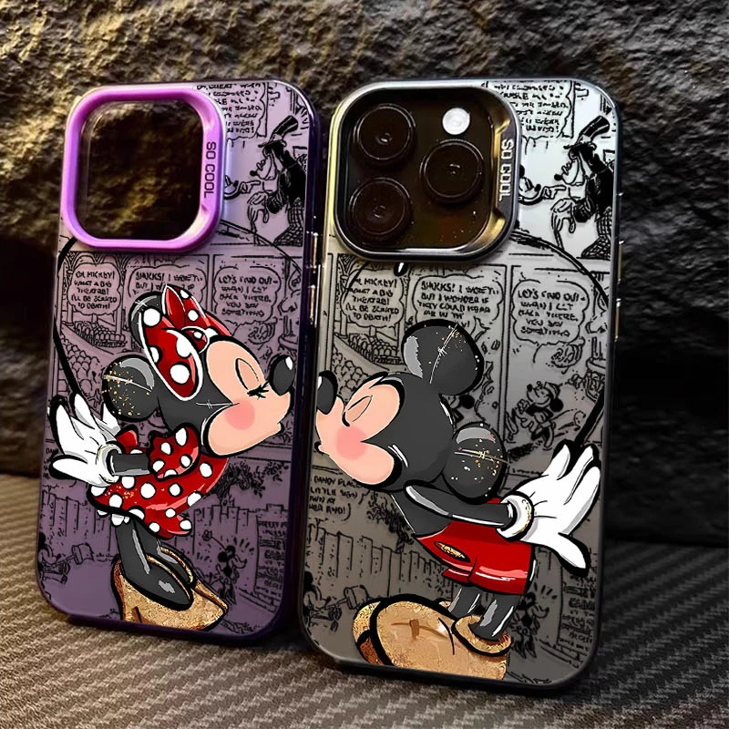 ديزني زوجين ميكي ميني تصفيح القضية آيفون 17 الهواء 16 15 11 12 14 13 برو ماكس XS X XR زائد 8 7 SE 2020 غطاء مقاوم للصدمات