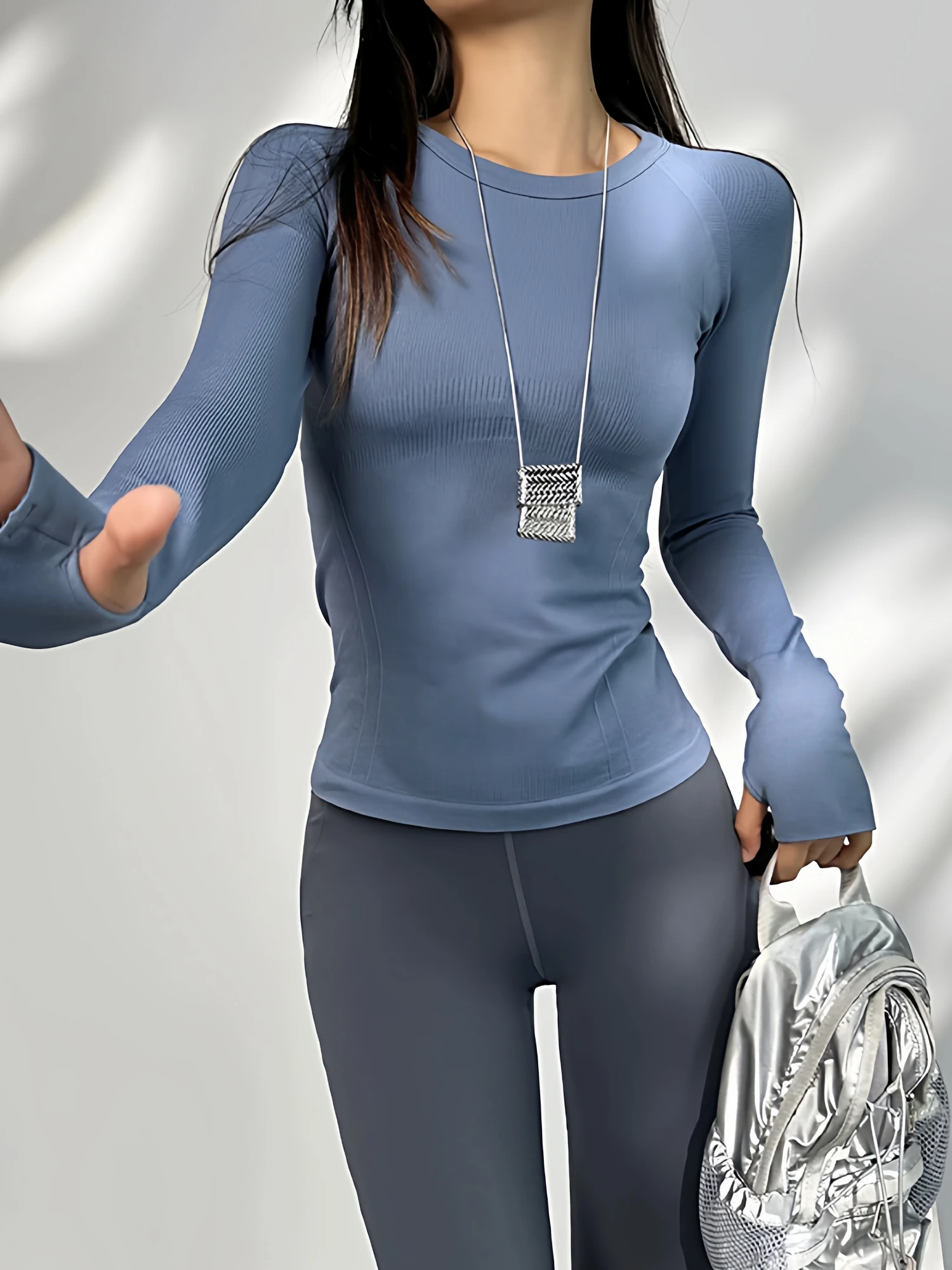 

Women's Spor Long Sve T-irt Fitn Running Yoga Sl One-Piece Slimming Top for Autumn Winter Original Design
