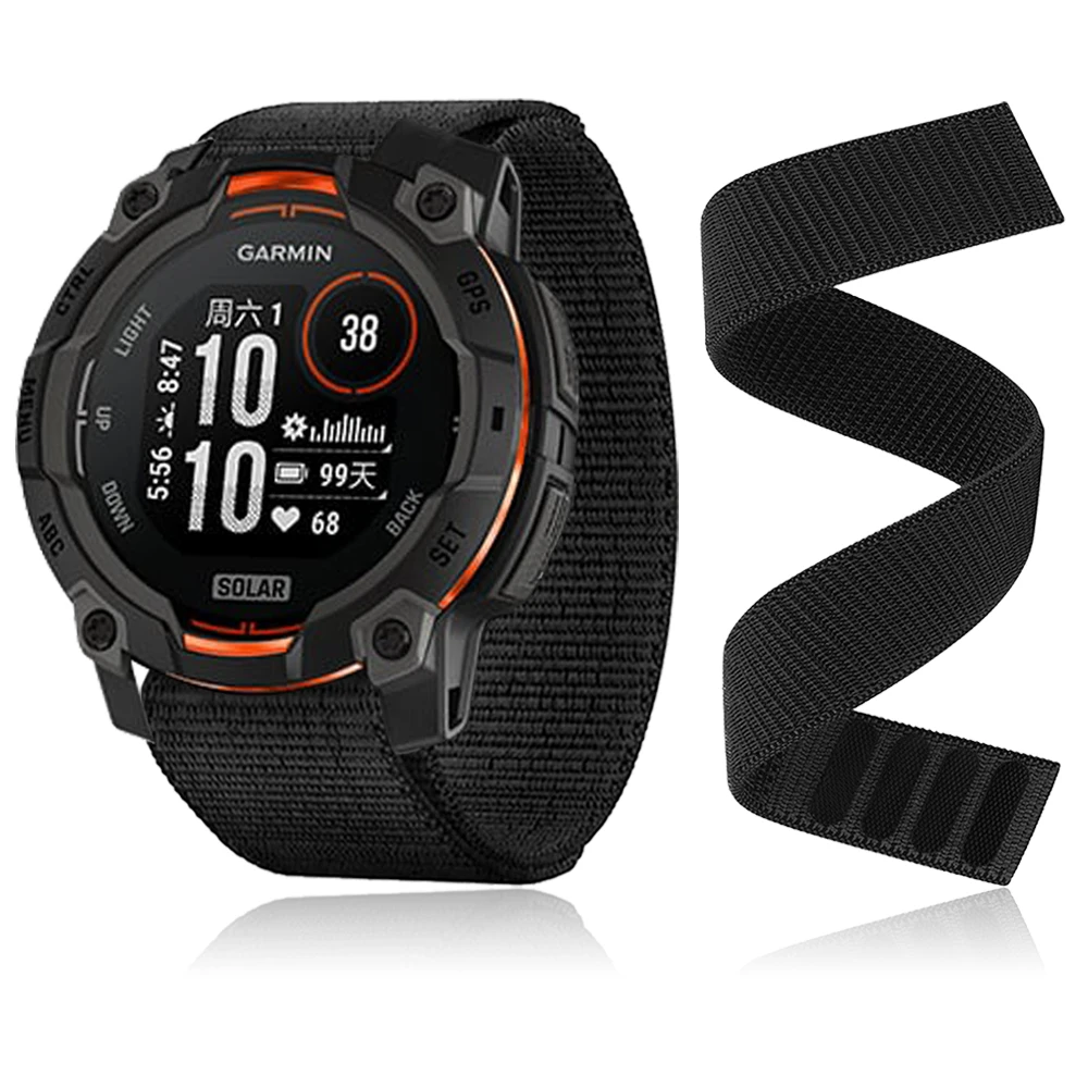 Pulseira de gancho de nylon 26mm 22mm, pulseira para garmin instinto 3 50mm 45mm para garmin instinto 2 solar 2x e pulseira elástica
