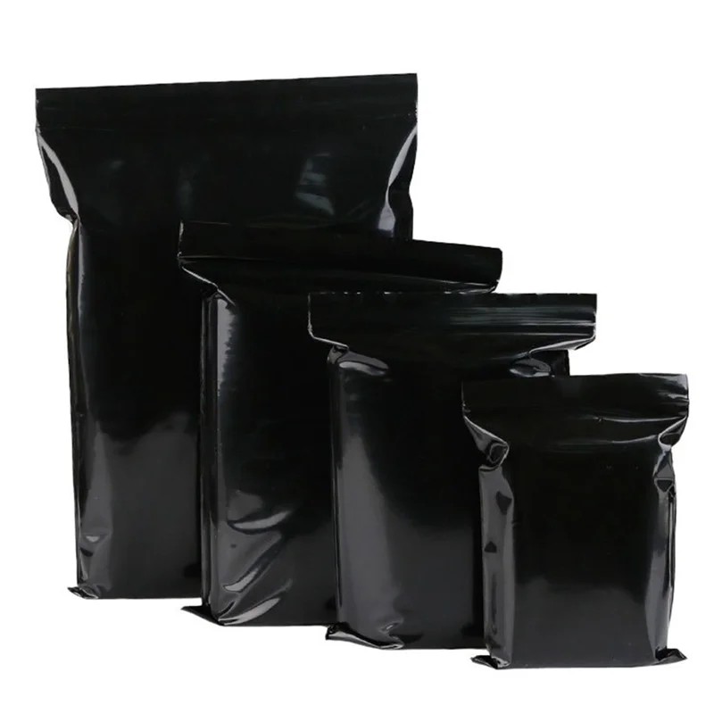 

AT93-Ziplock Bag 100Pcs/Lot 14 Wire Black Food Sealed Bag Self Sealing Plastic Bags Poly Zipper Bags