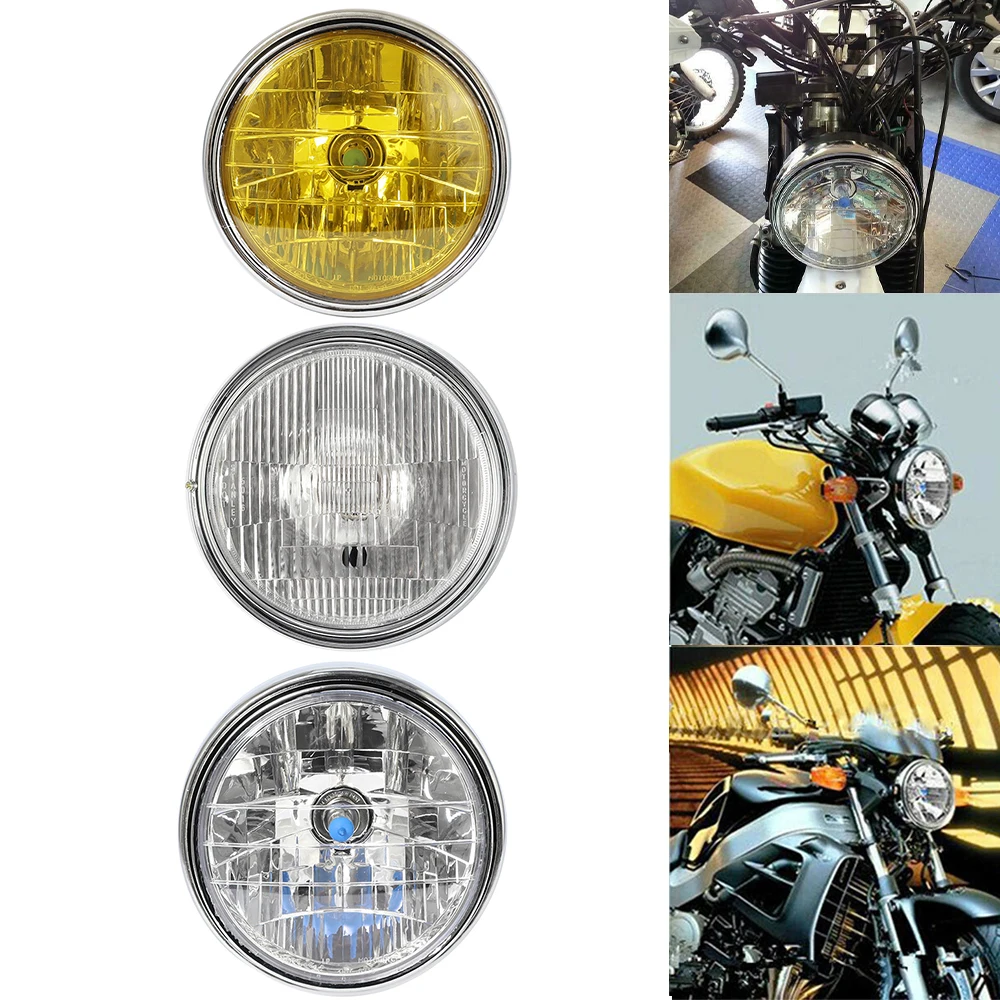 Front Round Motorcycle Headlight Halogen Headlamp Assembly 12V Vintage Head Light Lamps for Honda Hornet 600 900 CB400