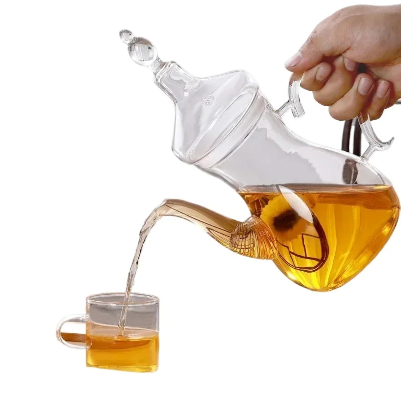 

Large Capacity 1000ml High Borosilicate Arabic Glass Teapot with Filter Heat Resistant Cold Kettle Flower Tea Pot Teaware