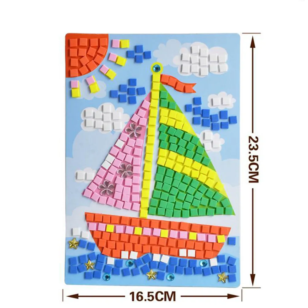 8pcs EVA Diamonds Sticker Pictures Handmade DIY Picture Crafting Supplies for Kids Children (Astronaut + Spaceship + + + Sailing