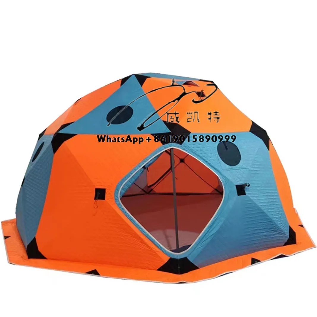 

Octagonal Winter Tent With Ice Fishing 4-6 Person Extra Large Insulated Sauna Tent and Wood Stove with Chimney Hole