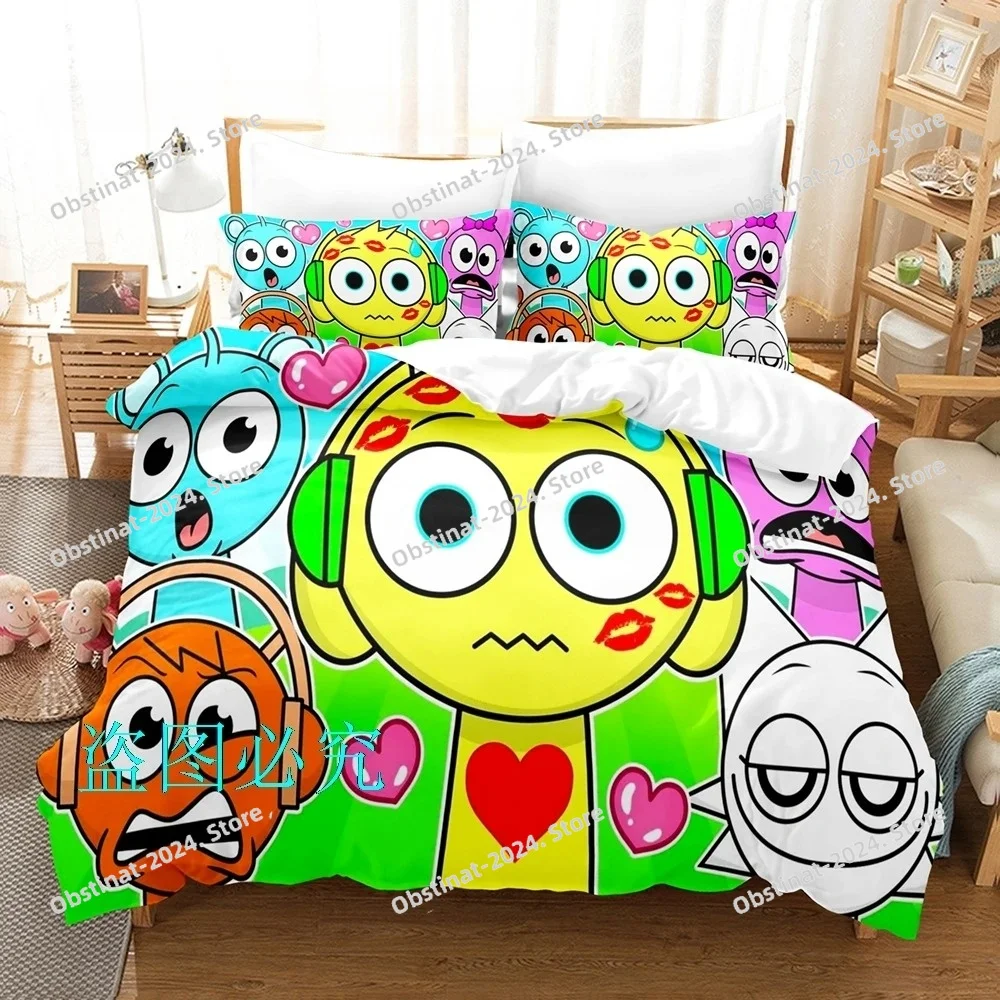 

3D Sprunki Bedding Set Single Twin Full Queen King Size Bed Adult Kid Bedroom Duvetcover Set Sprunki Anime parure de lit Bed