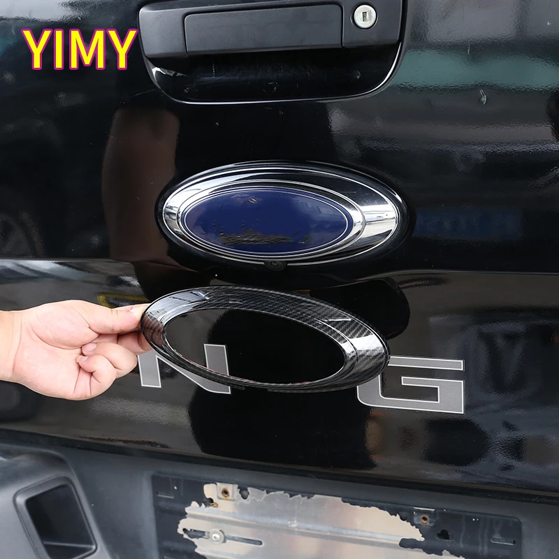 

ABS Plastic Carbon Fiber Car Rear Badge Ring Logo Frame Cover Decoration Trim Fit For Ford Ranger 2015-2021 F150 2009-2014