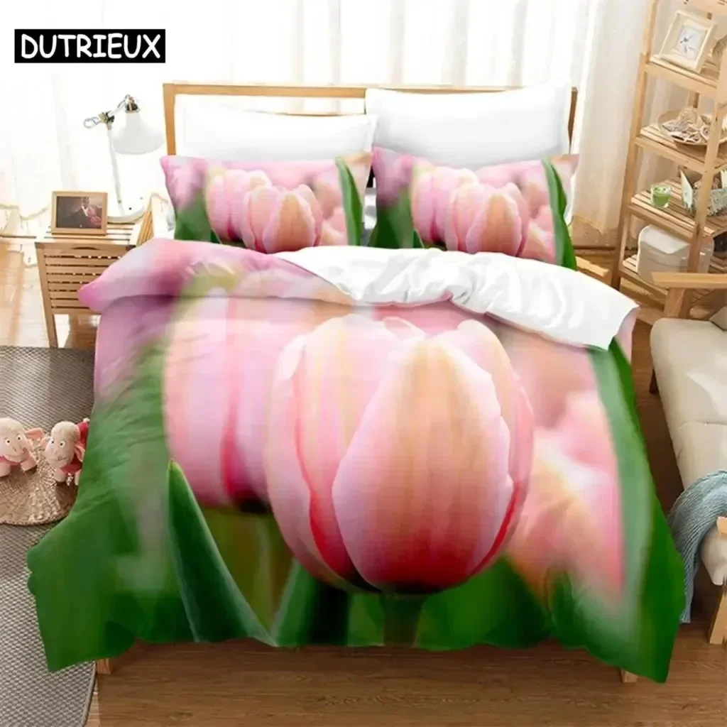 

Luxury New 3D Print Tulip Comfortable Duvet Quilt Cover Pillowcase Bedding Set Children Bedroom Decoration Home Textile