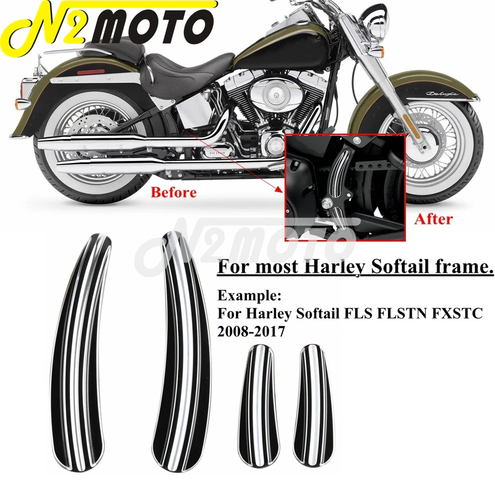 4-Piece Insert Set Motorcycle Cerved Swingarm Frame Insert Kit For Harley Softail FLS FLSTN FXSTC FLSTC Slim Deluxe 2008-2017