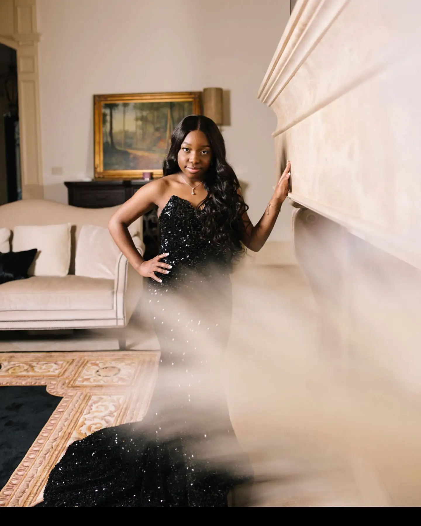 Robe de bal sirène noire à paillettes pour filles, longue robe formelle de soirée de remise de diplôme, sans manches, avec Gala personnalisé