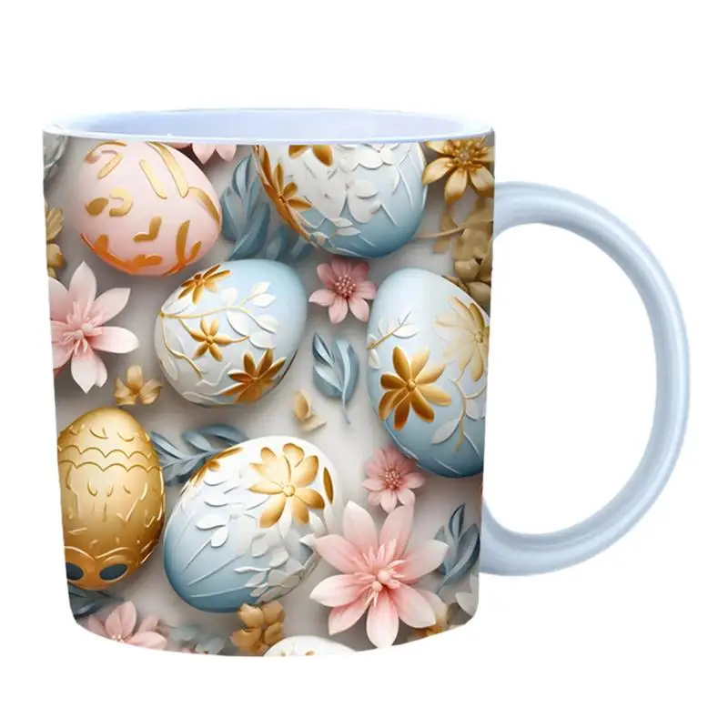 350ml Easter Ceramic cup cute mug Easter egg coffee mug colorful egg printed creative cup funny coffee cups milk tee cola Cups