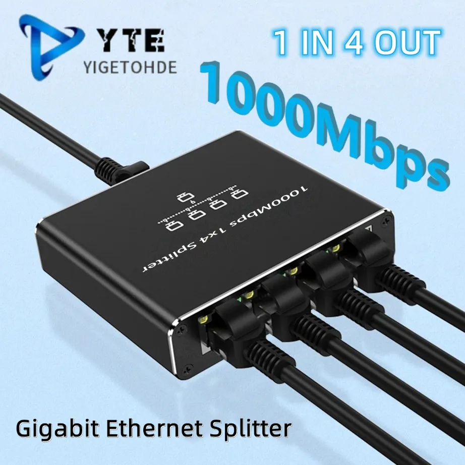 

1000Mbps Ethernet Splitter Adapter LAN Connector RJ45 1 to 4 Gigabit Ethernet Network Splitter For Computer Router Laptop PC