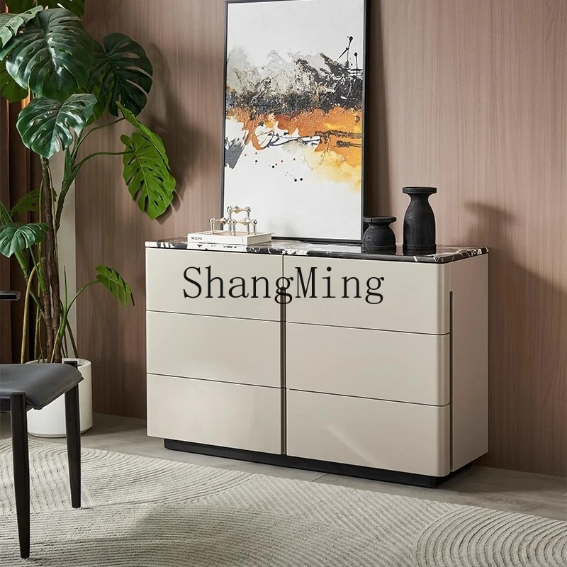 

SM minimalist side cabinet light luxury natural marble high-end villa chest cabinet bedroom storage cabinet