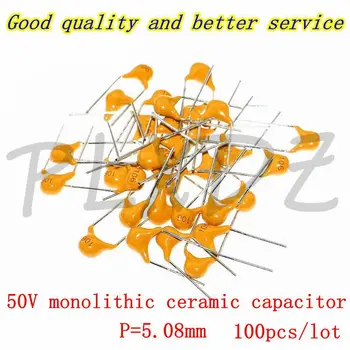 100 Stück 50 V monolithischer Keramikkondensator 10PF ~ 10 UF 22PF 47NF 220NF 1NF 4,7 UF 1 UF 100NF 330NF 0,1 UF 102 104 105 106 103 473 334