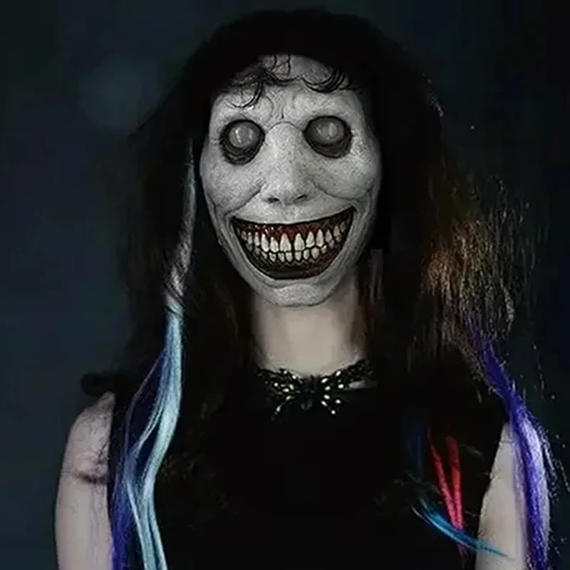 2025 حار هالوين عين الشر الأبيض يبتسم شيطان أقنعة مخيف زاحف كامل الوجه اللاتكس قناع للكبار كرنفال تأثيري الدعائم الطرف #3