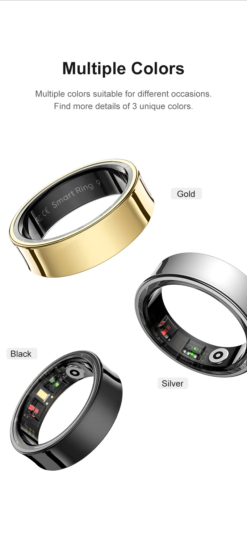 Neue Smart Ring R09 Gesundheit Monitor Multi Sport Modus Haut Temperatur Messung 5ATM Wasserdichte Smart Ring Mit Lade Fall – Detail 7