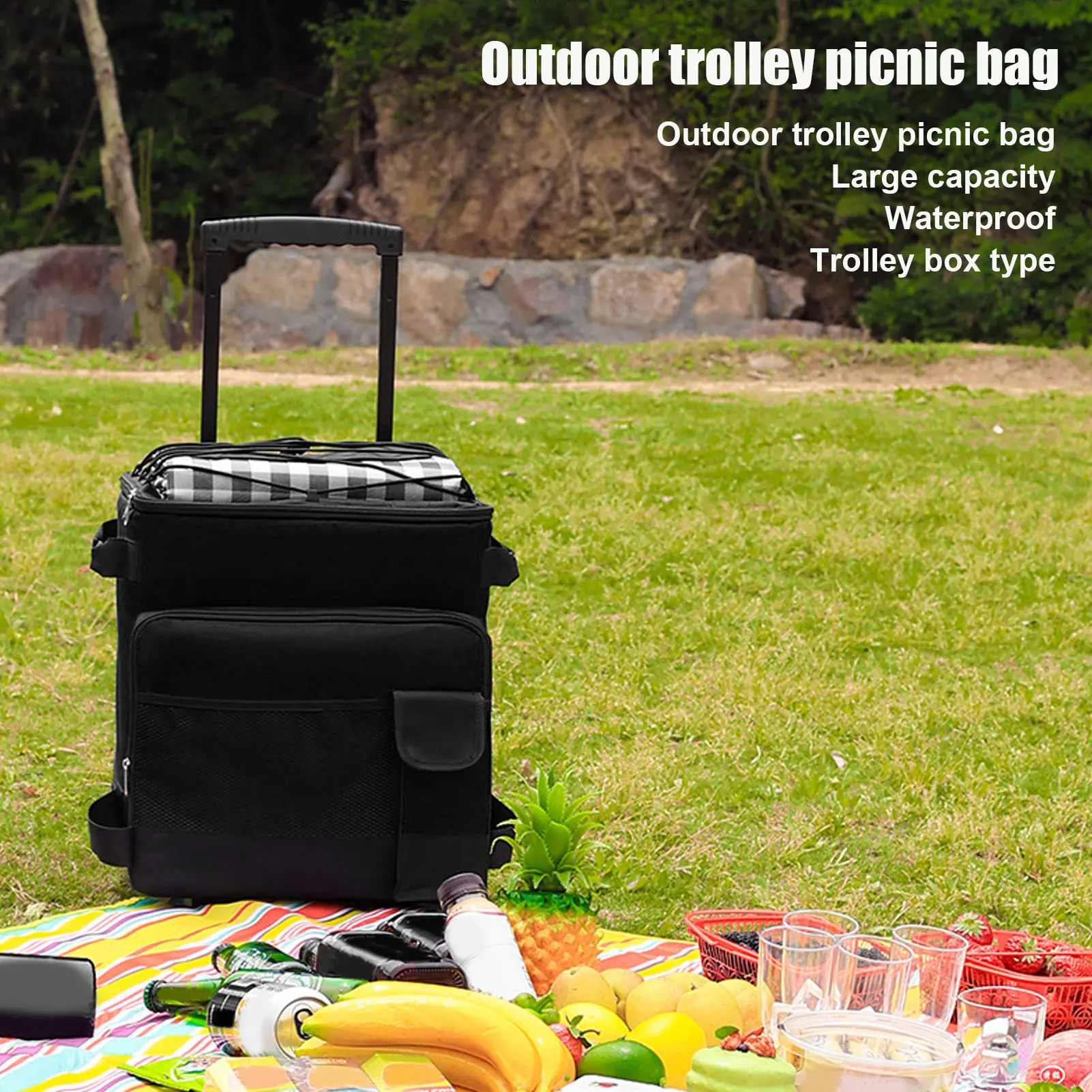 

43L Rolling Cooler Dual Waterproof Portable Insulated Wheeled Cooling Bag with Handle for Picnic Camping Rolling Cooler