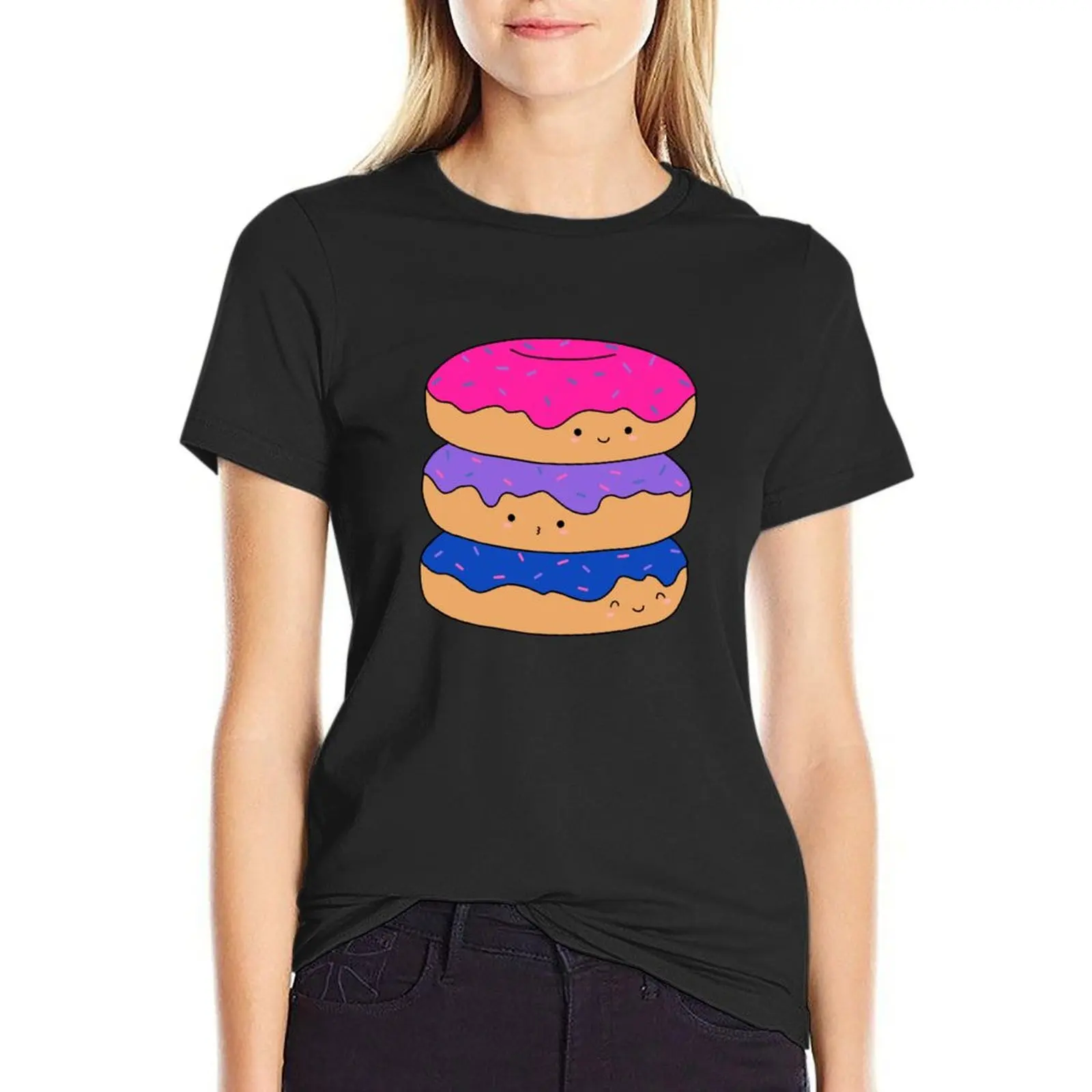 

Bi Pride Flag Donut Stack T-Shirt summer clothes Blouse graphics anime clothes spring clothes Women 2024