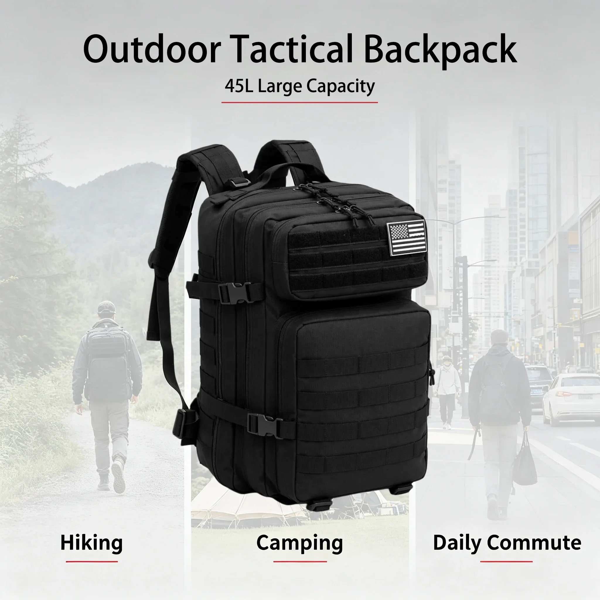 Tactical MOLLE Utility Pouch Hook Loop EDC Organizer, Military Outdoor Waist Pack Black Khaki Green Multipurpose Travel Camping