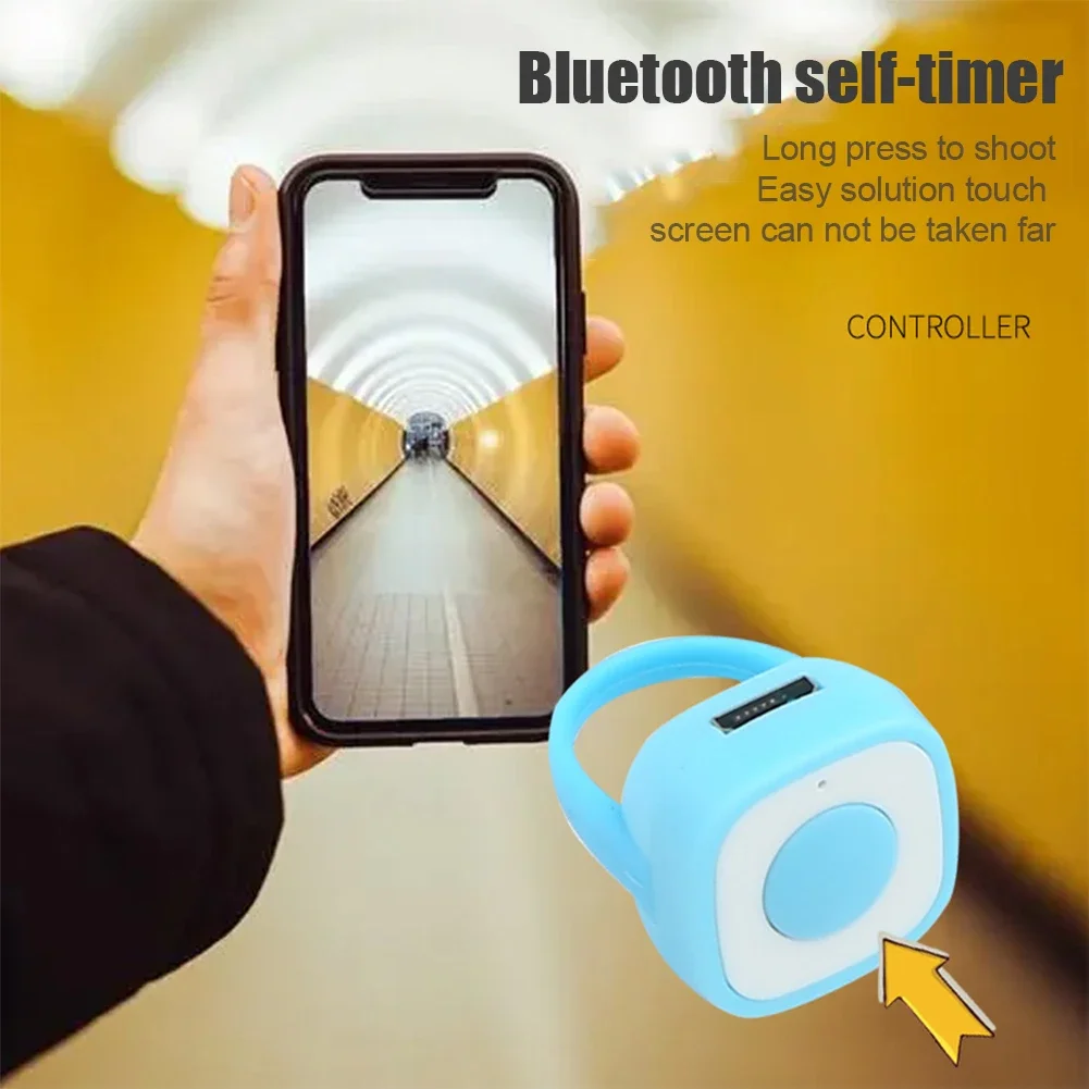 Rechargeable Wireless Bluetooth Shutter Release Button Mini Fingertip Ring Remote Control Phone Selfie Controller Self-Timer New