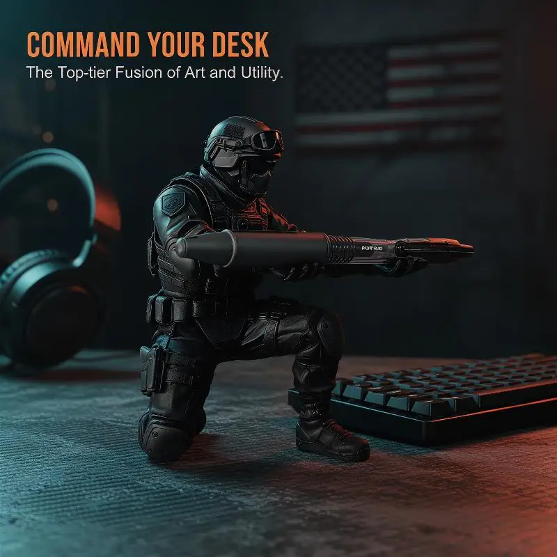 Soldier Pen Holder 3D Print Unique Organizer for Desktop Decoration Office Statue Gift