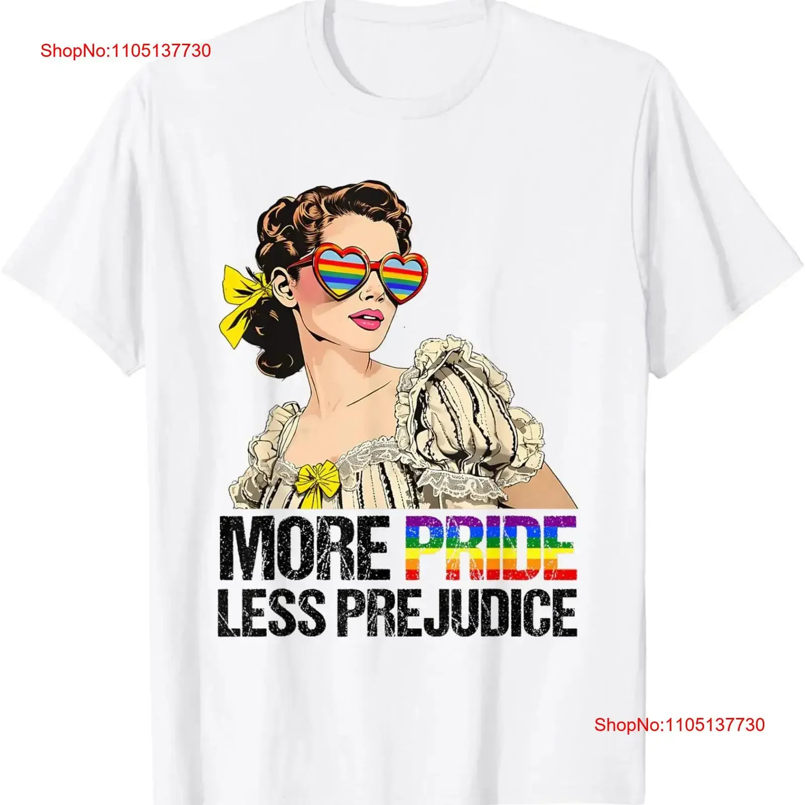 More Pride Less Prejudice LGBT Rainbow Gay Lesbian T Shirt vintage Washed Casual Top For Everyday Wear fashion Stretched