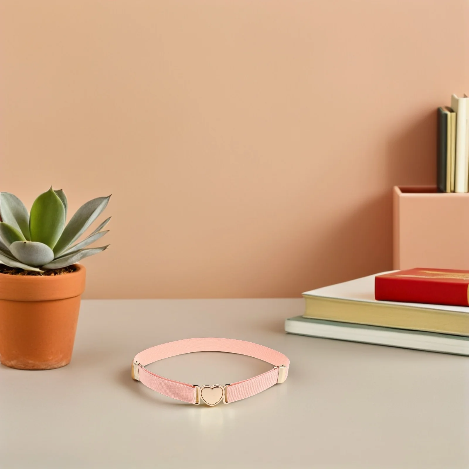 

2Pcs Belt Decorative Pink Heart Elastic Stretch Adjustable Waistband Dress Sash Pants Support