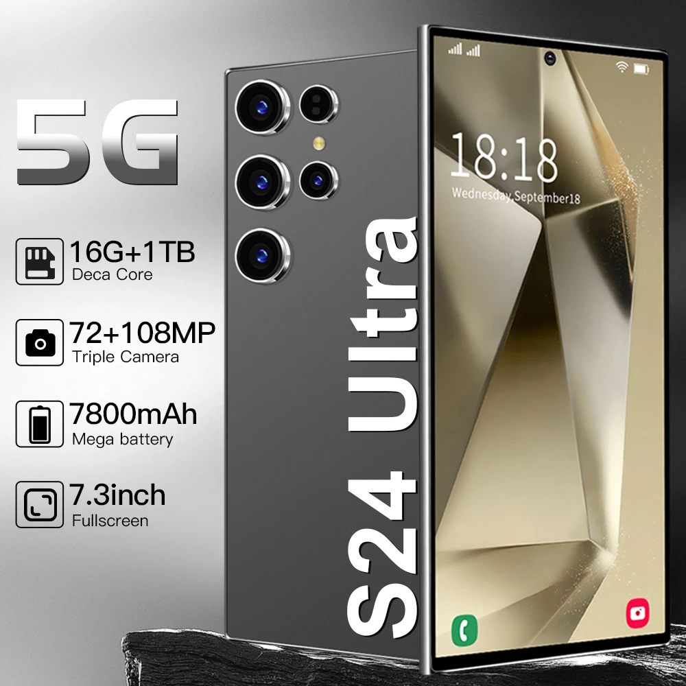 

New S24 Ultra Smartphone 5G Signal 6.8 inch 16GB 1TB Android 14 7800mAh cellphone Qualcomm Snapdragon 8 Gen3 mobile phones