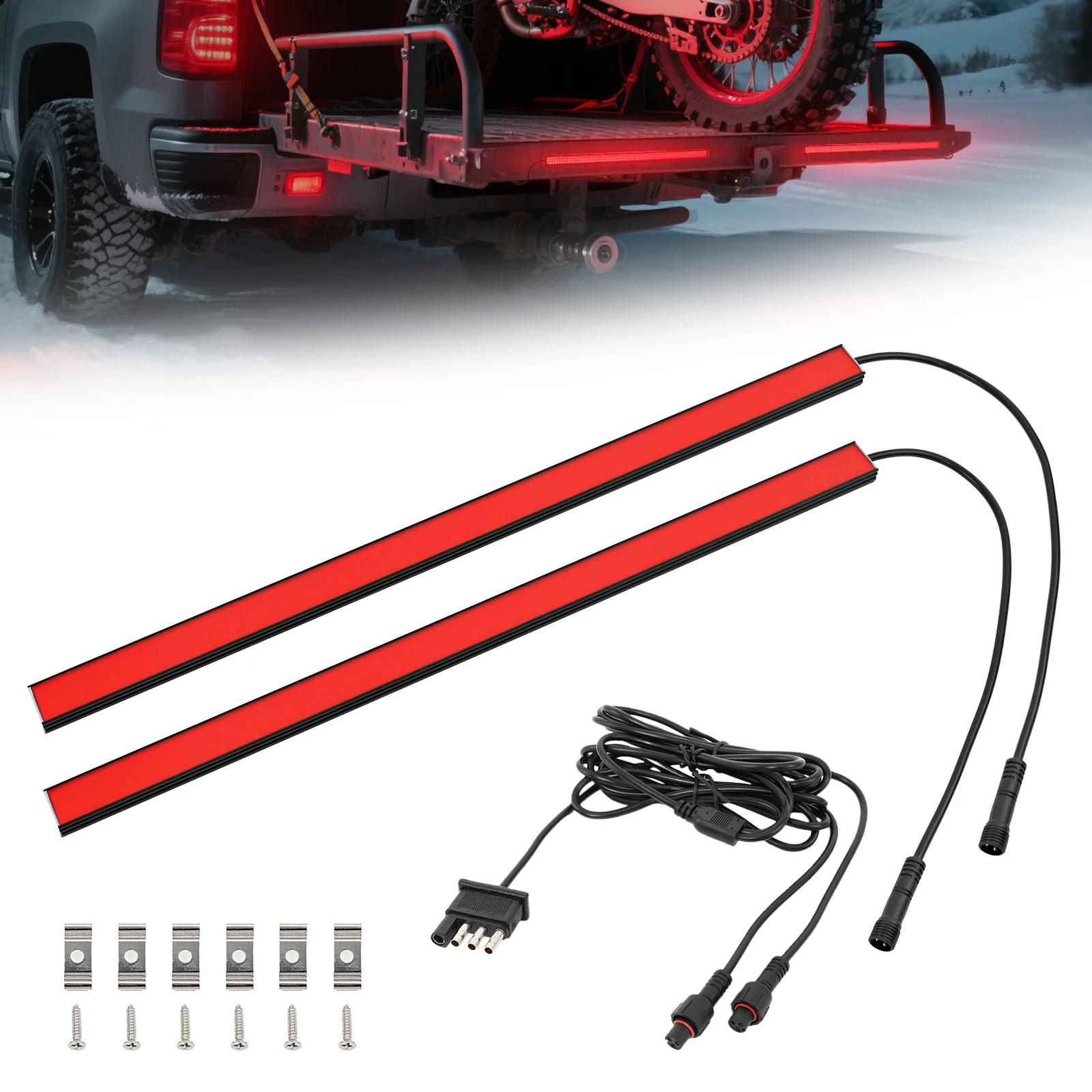

2pcs Driving brake turn signal lights 12V 4 PINS Auxiliary Automotive LED Light Strips set Universal For trailers cargo carrier